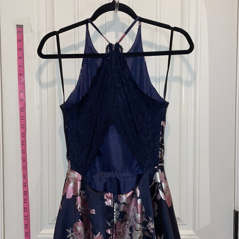 B.SMART 7 Fit & Flair Evening Gown Leg Slit Racerback w Lace inserts & Cutout - Picture 10 of 16